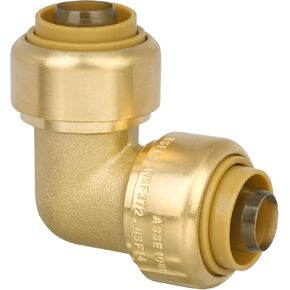 3/4" Push to Connect 90 Degree Elbow for PEX, Copper, CPVC Pipe, Brass Plumbing Fitting with Upgraded Stiffener (1 Pack)