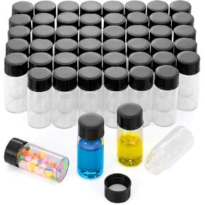 50Pcs 5ml Small Clear Glass Vials with Lids Lab Sample Vials Empty Refillable Perfume Travel Mini Glass Bottles with Screw Caps for Essential Oils