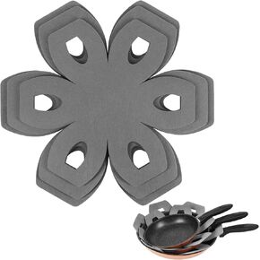 BYKITCHEN Pot and Pan Protectors, Set of 6 and 3 Different Sizes, Felt Pot Separators Protectors, Gray Pan Savers Dividers for Stacking and Protecting Your Cookware