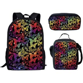 Forchrinse Shark 3Pcs Girls Backpack with Lunch Box Pencil Case,Preschool Elementary Middle School Bookbag Floral Lunch Box Pencil Case for Kids in Kuwait