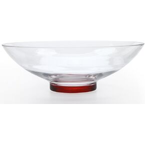 Hosley Clear Glass Bowl with Red Bottom 11.8 Inch Diameter Ideal Gift for Wedding or Special Occasion for Decorative Balls Orbs DIY Projects Terrariums and More. O4