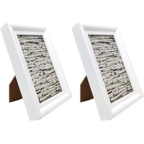 Picture Frames Fits Photo 3.5x5 with Solid Wood White Lacework Edge for Table Desk Top Standing or Wall Mounting 2 Packs