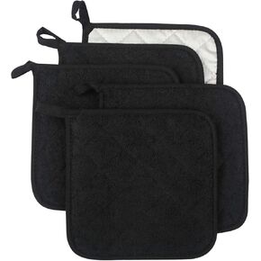100% Cotton Kitchen Everyday Basic Terry Pot Holder Heat Resistant Coaster Potholder for Cooking and Baking Set of 5 Grey