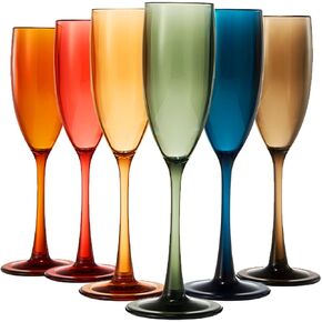 European Style Plastic Crystal, Stemmed Wine Glasses | Set of 6 | Acrylic Tritan Drinkware, Unbreakable Muted Color Shatterproof BPA-free, Reusable, Floating Pool & Indoor & Outdoor, Hand Wash 15oz
