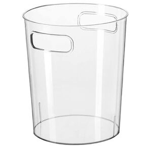 SEWACC Office Decor Clear Waste Basket Plastic Trash Can Small Wastebasket Garbage Container Bin Ice Bucket Flower Arrangement for Bathroom Bedroom Kitchen Home Office 17.5X16.5CM Trash Cans