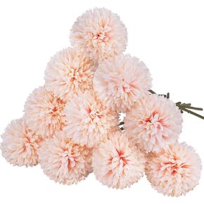 Grunyia Artificial Flowers, 10 Pcs Fake Silk Hydrangea Heads Bridal Wedding Bouquet Home Garden Party Table Centerpieces Decoration (Blue)