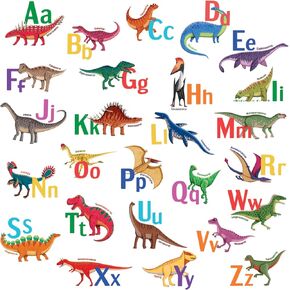 DECOWALL DS9-8080 Learning Dinosaur Alphabet Colorful Wall Stickers ABC Dinosaurs Educational Decals for Kids Boys Bedroom Nursery Living Room Art Home décor Letters Classroom playroom Decorations