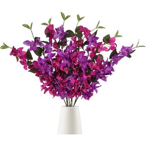 IPOPU Bougainvillea Artificial Flowers 31.1in Silk Bougainvillea Flowers Faux Bougainvillea 8PCS Fake Bougainvillea Branches for Wedding Centerpieces Home Garden DIY Decor(Fuchsia+Light Purple)