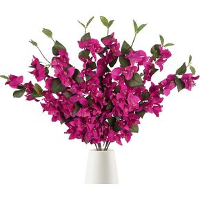 IPOPU Bougainvillea Artificial Flowers 31.1in Silk Bougainvillea Flowers Faux Bougainvillea 8PCS Fake Bougainvillea Branches for Wedding Centerpieces Home Garden DIY Decor(Fuchsia+Light Purple)