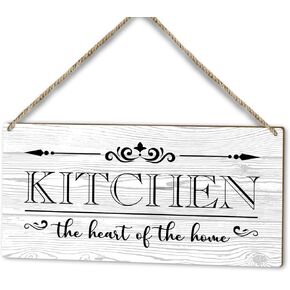 Kitchen The Heart of the Home Kitchen Sign, Wood Door Hanging Plaque Decor, Home Farmhouse Rustic Dining Room Shelf Decor Wooden Sign, Wall Art Kitchen Decor Idea Gift-53