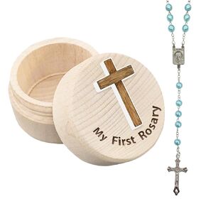 Azbuk My First Rosary and Keepsake Box for Girls, Rosary Catholic Gift for Girl, Holy First Communion Rosary Necklace Gifts Christian Gifts Catholic Baptism Gifts for Baby Birthday Baby Shower