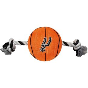 Pets First NBA SAN Antonio Spurs Basketball Toy. - Tough Nylon Pet Toy with Tug Ropes & Inner Squeaker