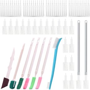 67 pcs Diverse Cleaning Brush Set, 40 pcs Shower Head Cleaning Brush Anti-Clogging Nozzle, 20 pcs Disposable Crevice Cleaning Brushes for Toilet, 7 pcs 7-in-1 Household Deep Detail Crevice Cleaner