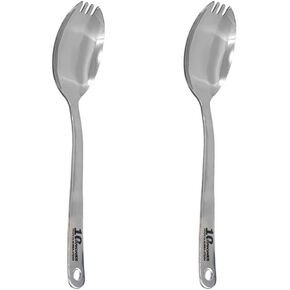 Korean Military Spork, Stainless Steel 304 Spoon, Fork with Hanging Loop for Everyday Household Use and Outdoor Camping, Hiking, Fishing for Adults, Children, Senior - Made in Korea