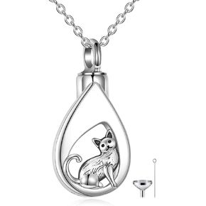 Dog Pet Urn Necklace for Ashes Sterling Silver Double Paw Print/Cross/Dog with Girl/Infinity Memorial Ash Keepsake Cremation Jewelry Gifts for Women Dog Cat Lovers
