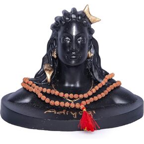 Wonder Care WC_Adiyogi Statue| Lord Shiva Idol for car Dashboard | Mahadev Idol Shiva Statue Items for Home Decor, Temple Puja Adiyogi Statue for Car with 4mm Rudraksha Mala