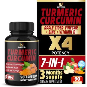 Turmeric Curcumin Supplement - 95% Curcuminoids with Ginger, Apple Cider Vinegar, Black Pepper - 90 Count - 3 Month Supply