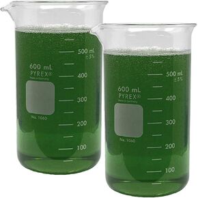 PYREX 1060-600, 600ml Tall Form Berzelius Beaker, Single Scale, Graduated (Pack of 2)