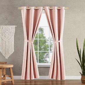 Jessica Simpson White Blackout Curtains for Bedroom - 2 Panels Faye Textured Thermal Insulated Window Curtains - 38" x 84" Curtains with Solid Grommet to Reduce Noise & Improve Privacy