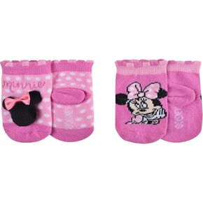 Minnie Mouse Baby Girls Multi-pack Quarter Sock, Pink/Grey (4 Pack), 18-24 Months US