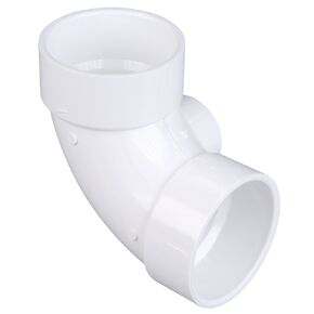 NIBCO C48079 3" x 3" x 2" PVC DWV All Hub 90 Degree Elbow W/Side Inlet
