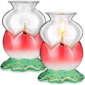 Yexiya 2 Pieces Rustic Oil Lamp Lantern Large Classic Kerosene Lamp Vintage Glass Kerosene Lamp Chamber Oil Lamps with 6.6 ft Extra Oil Lamp Wick for Indoor Use Home Decor Lighting