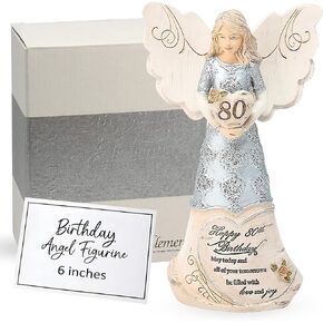 Pavilion Gift Company 80th Birthday - 6" Angel Holding a Heart, Beige