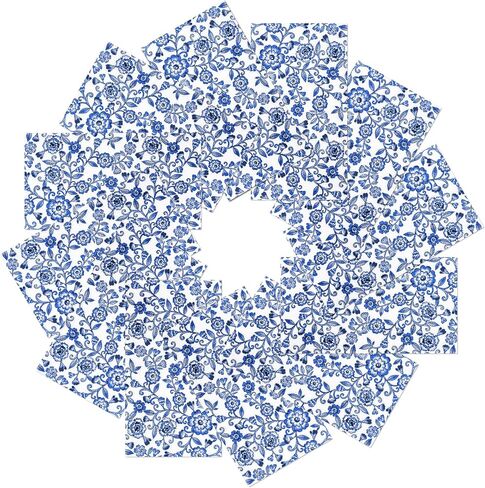 Blue Floral Guest Napkins Disposable Blue and White Hand Towels Decorative Watercolor Spring Flowers 3 Ply Paper Napkins for Bathroom Toilet Powder Room Dinner Party Supplies (100) in Kuwait