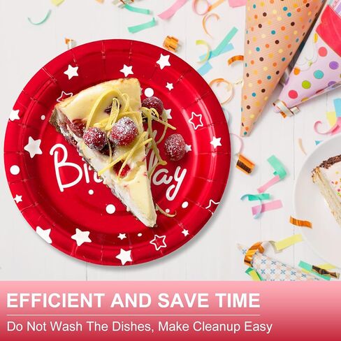 Happy Birthday Party Paper Plates, Colorful Dessert Plates, 7 INCH 50 PCS Party Supplies Cake Plates, Five Colors Foil Polka Dots Paper Plates for Birthday, Party Decorations in Saudi Arabia