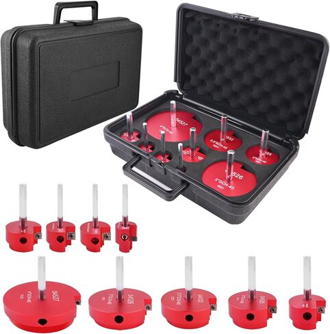 مخرطة أنابيب PVC مكونة من 9 قطع، مجموعة أدوات الأنابيب لأدوات مخرطة الأنابيب البلاستيكية القياسية 1/2 بوصة تتضمن PPR50، PPR75، PPR100، PPR125، PPR150، PPR200، PPR250، PPR300 وPPR400 (أحمر، 9 قطع) in Kuwait