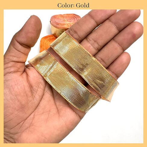 التطريز المواد جوتا باتي حواف الدانتيل الشريط للملابس التقليدية اللون الذهبي (45 متر) in Kuwait