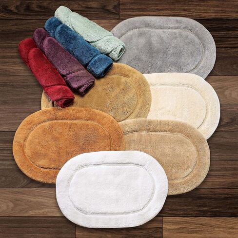 SUPERIOR Non-Slip 2 Piece Bath Rug Set, Ultra Plush, Soft and Absorbent 100% Combed Cotton Pile - Traditional Oval Bath Mat Set, Rust in Saudi Arabia