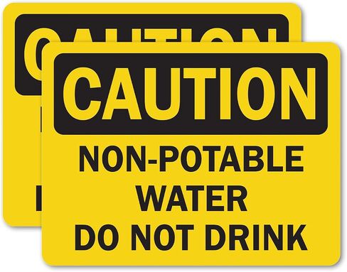 (2 Pack) Non-Potable Water Do Not Drink OSHA Caution Sign 5 Inch X 3.5 Inch Vinyl Label Decal Sticker Weather Resistant, UV Protected for Workplace, Business, and Construction Site, Made in the USA in Saudi Arabia