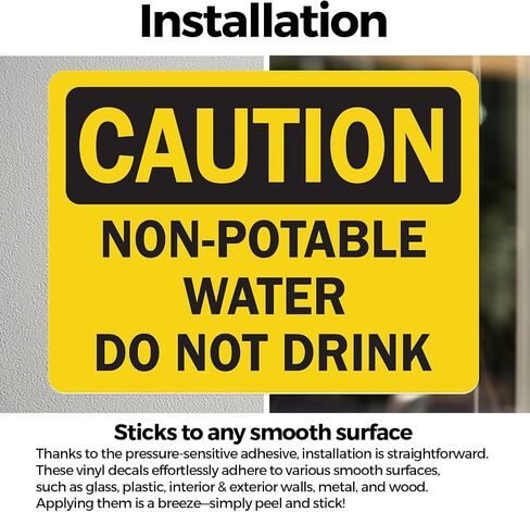 (2 Pack) Non-Potable Water Do Not Drink OSHA Caution Sign 5 Inch X 3.5 Inch Vinyl Label Decal Sticker Weather Resistant, UV Protected for Workplace, Business, and Construction Site, Made in the USA in Saudi Arabia