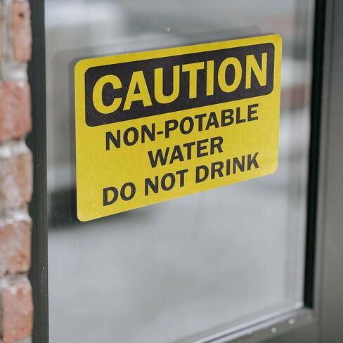 (2 Pack) Non-Potable Water Do Not Drink OSHA Caution Sign 5 Inch X 3.5 Inch Vinyl Label Decal Sticker Weather Resistant, UV Protected for Workplace, Business, and Construction Site, Made in the USA in Saudi Arabia