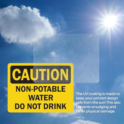 (2 Pack) Non-Potable Water Do Not Drink OSHA Caution Sign 5 Inch X 3.5 Inch Vinyl Label Decal Sticker Weather Resistant, UV Protected for Workplace, Business, and Construction Site, Made in the USA in Saudi Arabia