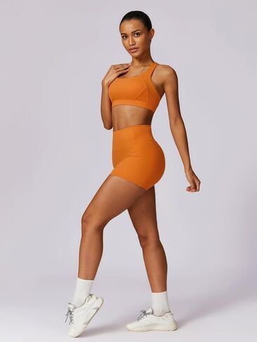 ABOCIW Workout Sets for Women 2 Piece Cross Back Sports Bra High Waist Biker Shorts Yoga Outfits in Saudi Arabia