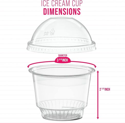 ELEGANT DISPOSABLES 5 oz Clear Plastic Dessert Cups with Dome Lids No hole - 50 Sets Disposable Snack Bowls for Ice Cream, Parfait, Jello and Individual Desserts at Party, Fruit Cup with No Leaks in Saudi Arabia
