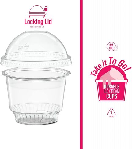 ELEGANT DISPOSABLES 5 oz Clear Plastic Dessert Cups with Dome Lids No hole - 50 Sets Disposable Snack Bowls for Ice Cream, Parfait, Jello and Individual Desserts at Party, Fruit Cup with No Leaks in Saudi Arabia