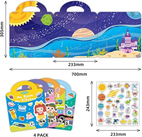 كتب ملصقات قابلة لإعادة الاستخدام للأطفال، مجموعتان من ملصقات الجيلي، كتاب هادئ للأطفال، أنشطة تعليمية لمرحلة ما قبل المدرسة للأطفال الصغار، أساسيات السفر بالطائرة للفتيات والأولاد من عمر 2-6 سنوات - المركبات والحيوانات... in Kuwait