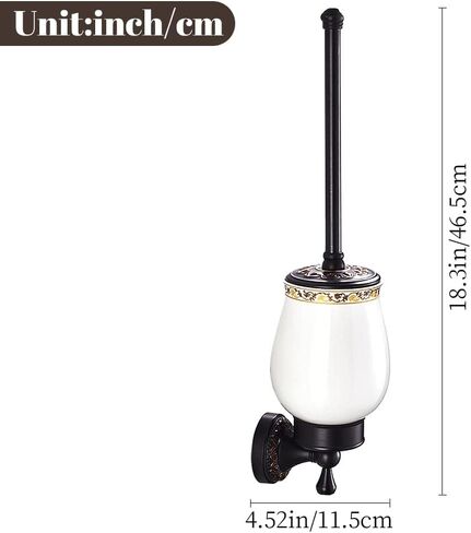Leyden Antique Brass Toilet Brush Holder, Bathroom Retro Toilet Brush Plunge Wall Mounted Toilet Brush Organizer Dispenser Brush Holder with Ceramics Cup in Saudi Arabia