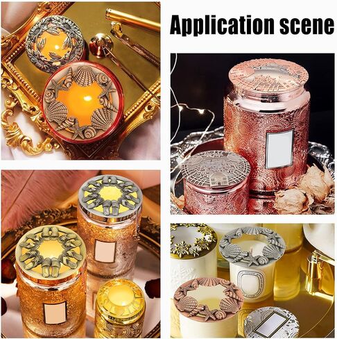 GORGECRAFT Candle Toppers Scented Candle Cover Jar Lids Shades Sleeves Gifts Shell Starfish Pattern Candle Accessories for Women - Help Candle Melt Evenly, Silver in Saudi Arabia