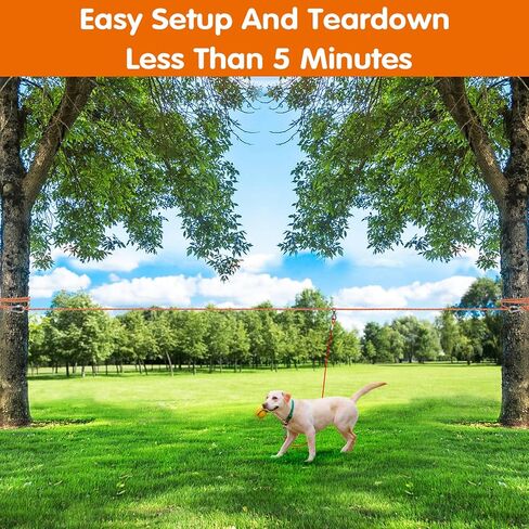 XiaZ 100FT Dog Tie Out Cable, Portable Dog Run Trolley System with 10FT Runner Lead, Reflective Dog Line for Camping, Yard, Outdoor Events for Large Medium Small Dogs up to 350lbs in Kuwait