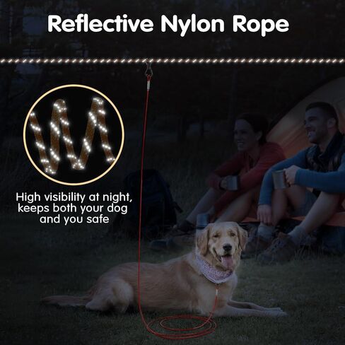 XiaZ 100FT Dog Tie Out Cable, Portable Dog Run Trolley System with 10FT Runner Lead, Reflective Dog Line for Camping, Yard, Outdoor Events for Large Medium Small Dogs up to 350lbs in Kuwait