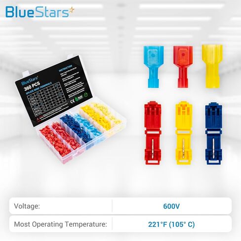 BlueStars 120 PCS T-Tap Splice Wire Terminals and Male Quick Disconnect Spade, Electrical Connectors Kit, Self-Stripping Quick Splice Disconnect Wire Terminals with Storage Case in Saudi Arabia