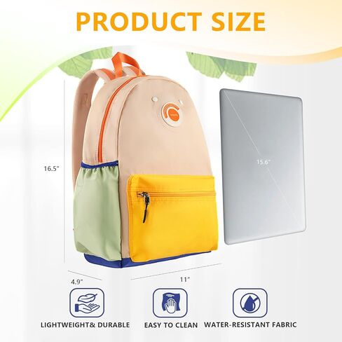Kids backpack school bag for boys and girls, suitable for 4-12 years old boys and girls to go to school and travel, 16.5 inch full daycare backpack fits A4 folder.（Front pocket yellow） in Saudi Arabia