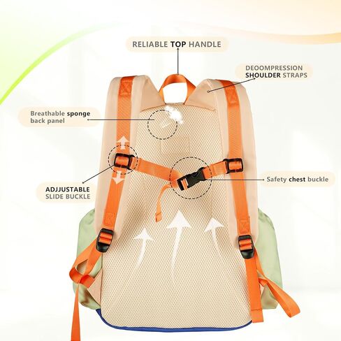 Kids backpack school bag for boys and girls, suitable for 4-12 years old boys and girls to go to school and travel, 16.5 inch full daycare backpack fits A4 folder.（Front pocket yellow） in Saudi Arabia