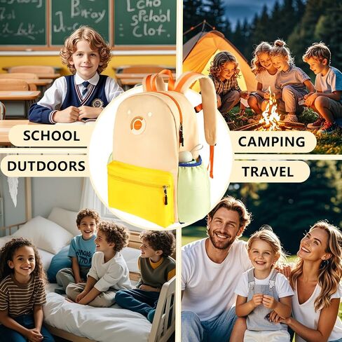 Kids backpack school bag for boys and girls, suitable for 4-12 years old boys and girls to go to school and travel, 16.5 inch full daycare backpack fits A4 folder.（Front pocket yellow） in Saudi Arabia
