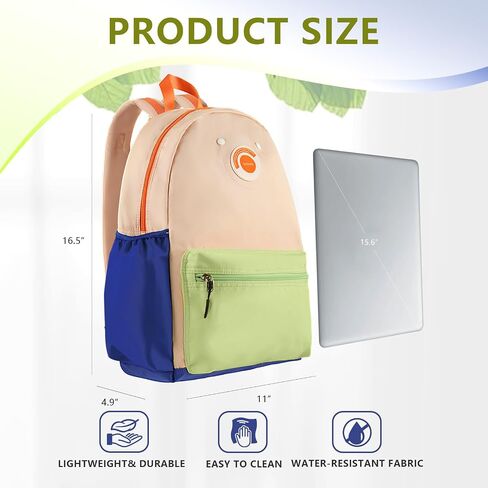 Kids backpack school bag for boys and girls, suitable for 4-12 years old boys and girls to go to school and travel, 16.5 inch full daycare backpack fits A4 folder.（Front pocket yellow） in Saudi Arabia