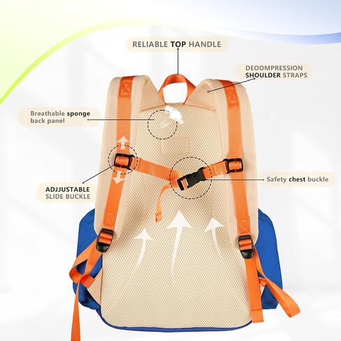 Kids backpack school bag for boys and girls, suitable for 4-12 years old boys and girls to go to school and travel, 16.5 inch full daycare backpack fits A4 folder.（Front pocket yellow） in Saudi Arabia